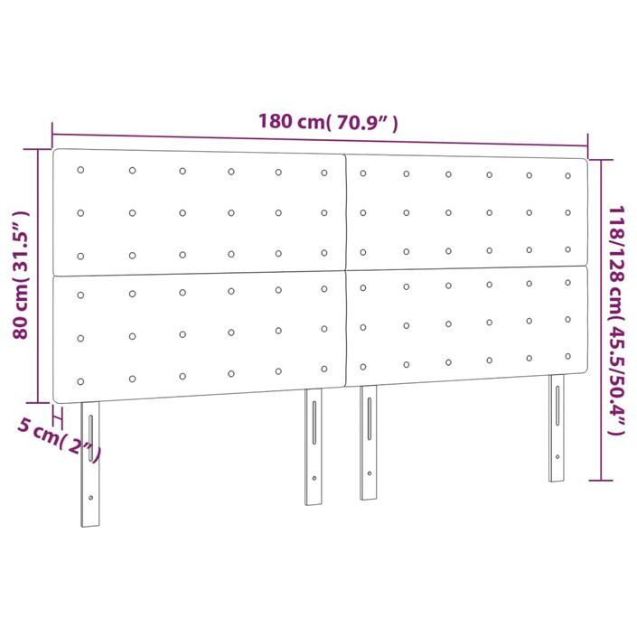 Têtes de lit 4 pcs Crème 90x5x78/88 cm Tissu - Photo n°8