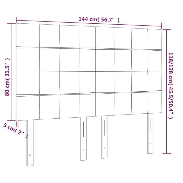 Têtes de lit 4 pcs Gris clair 72x5x78/88 cm Tissu - Photo n°8