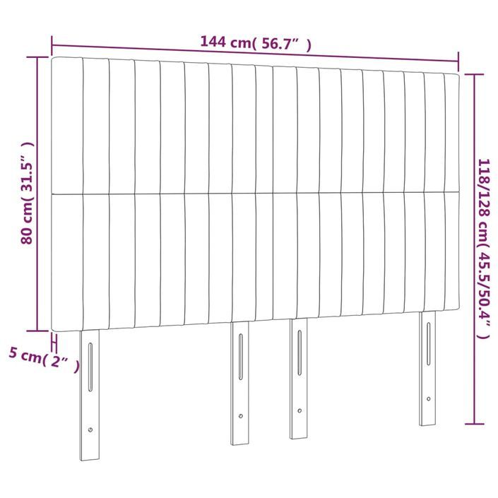 Têtes de lit 4 pcs Gris clair 72x5x78/88 cm Tissu - Photo n°8