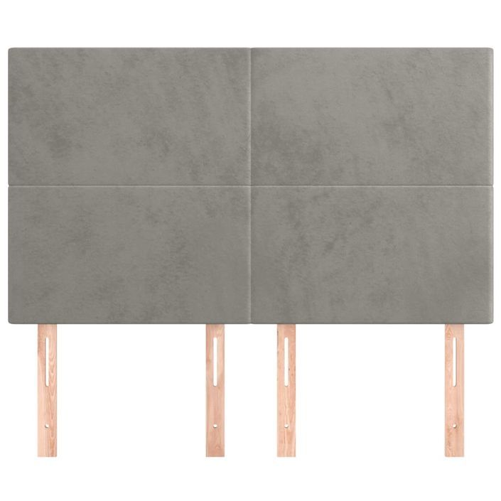 Têtes de lit 4 pcs Gris clair 72x5x78/88 cm Velours - Photo n°3