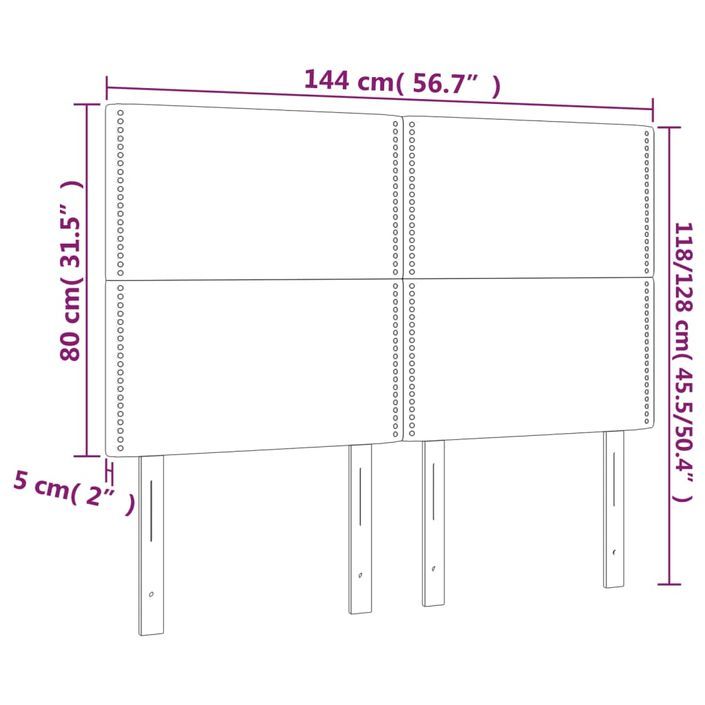 Têtes de lit 4 pcs Gris clair 72x5x78/88 cm Velours - Photo n°8