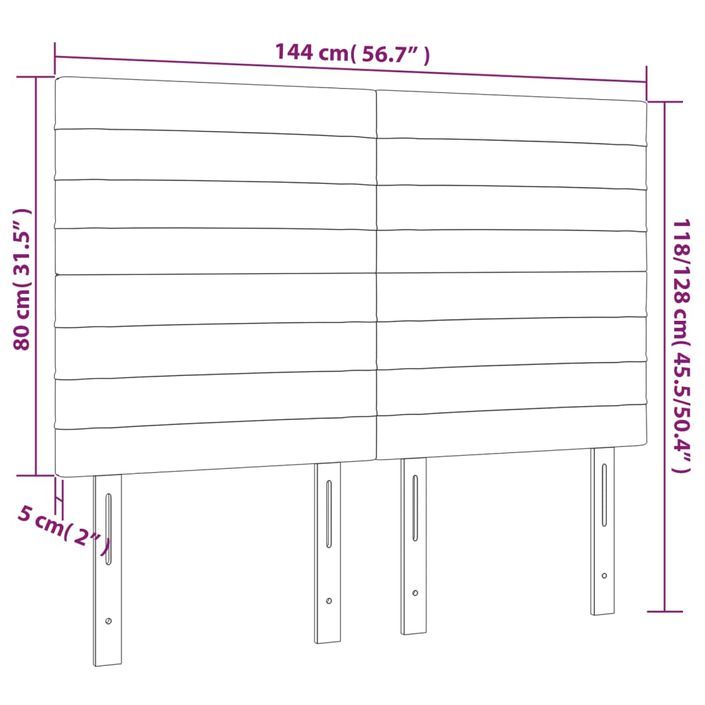 Têtes de lit 4 pcs Gris clair 72x5x78/88 cm Velours - Photo n°8