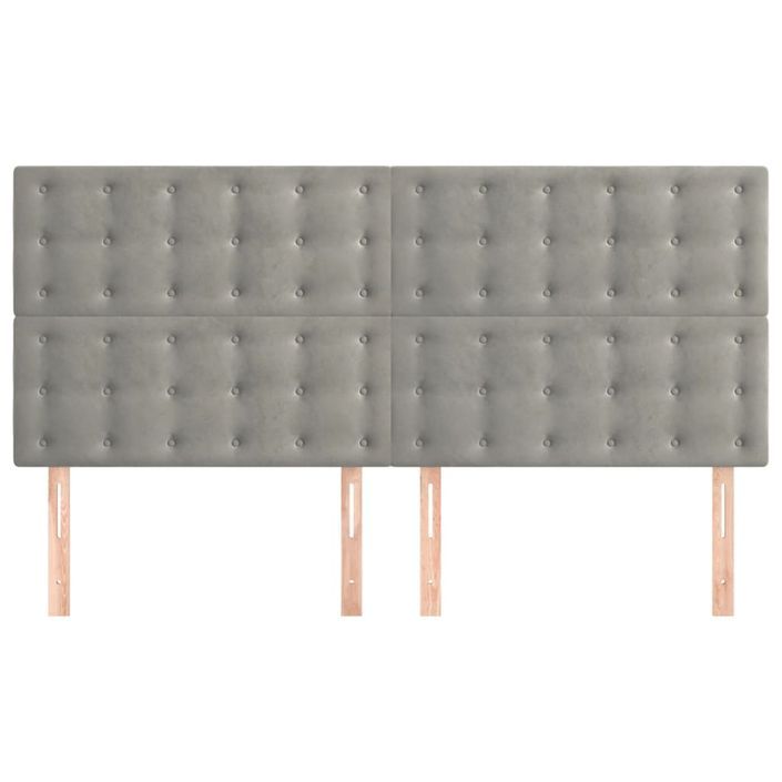 Têtes de lit 4 pcs Gris clair 80x5x78/88 cm Velours - Photo n°3