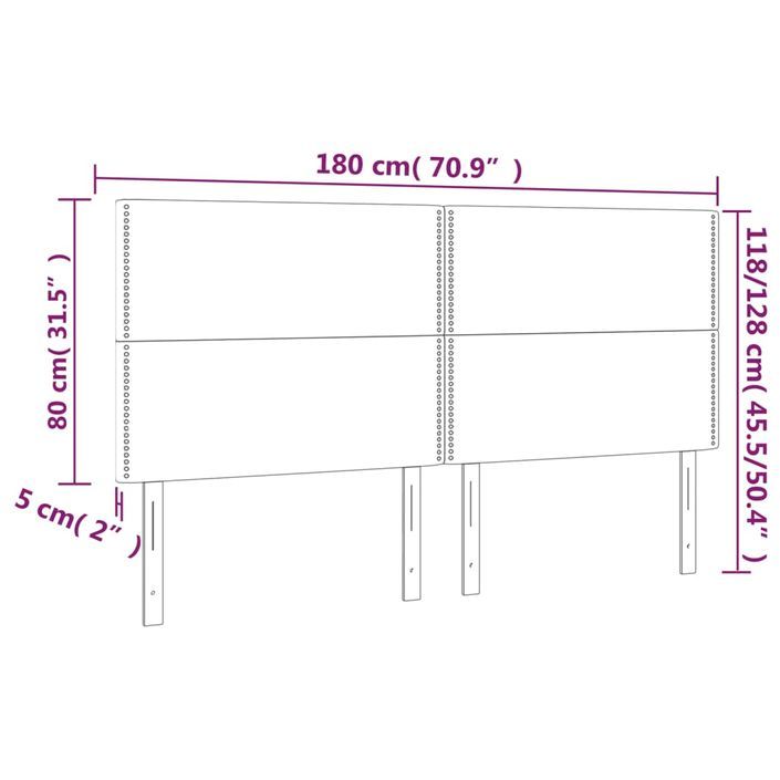 Têtes de lit 4 pcs Gris clair 90x5x78/88 cm Tissu - Photo n°8