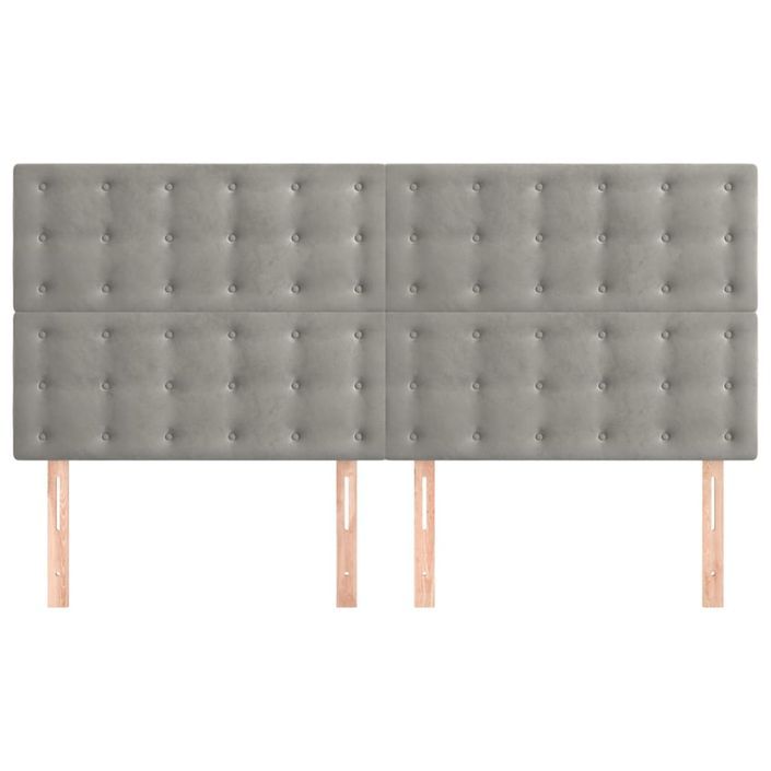 Têtes de lit 4 pcs Gris clair 90x5x78/88 cm Velours - Photo n°3