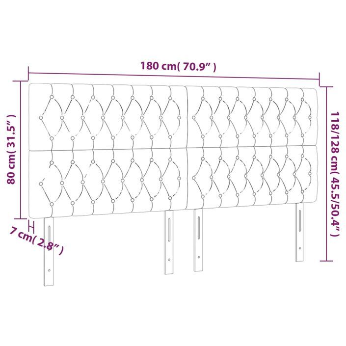 Têtes de lit 4 pcs Gris clair 90x7x78/88 cm Tissu - Photo n°8