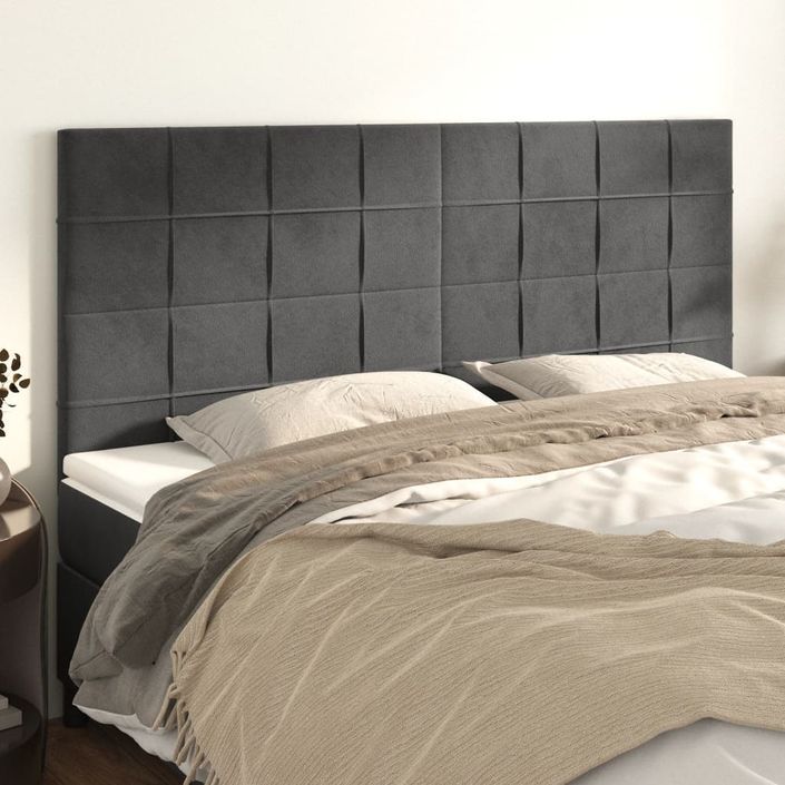 Têtes de lit 4 pcs Gris foncé 90x5x78/88 cm Velours - Photo n°1