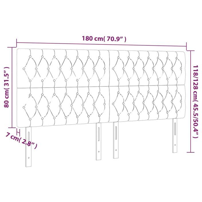 Têtes de lit 4 pcs Gris foncé 90x7x78/88 cm Tissu - Photo n°8