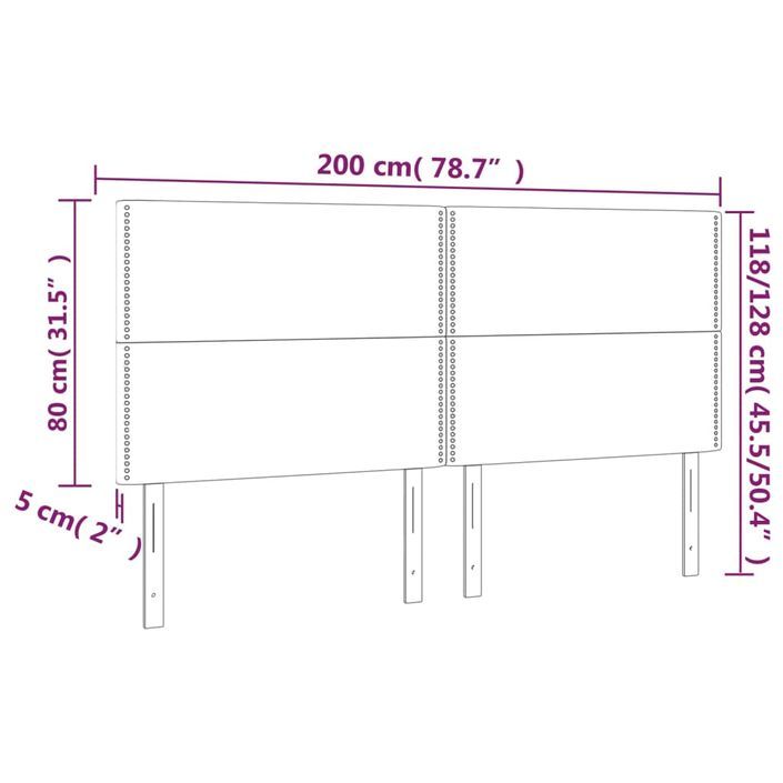 Têtes de lit 4 pcs Marron foncé 100x5x78/88 cm Tissu - Photo n°8