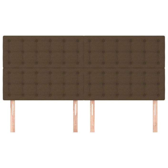 Têtes de lit 4 pcs Marron foncé 100x5x78/88 cm Tissu - Photo n°3