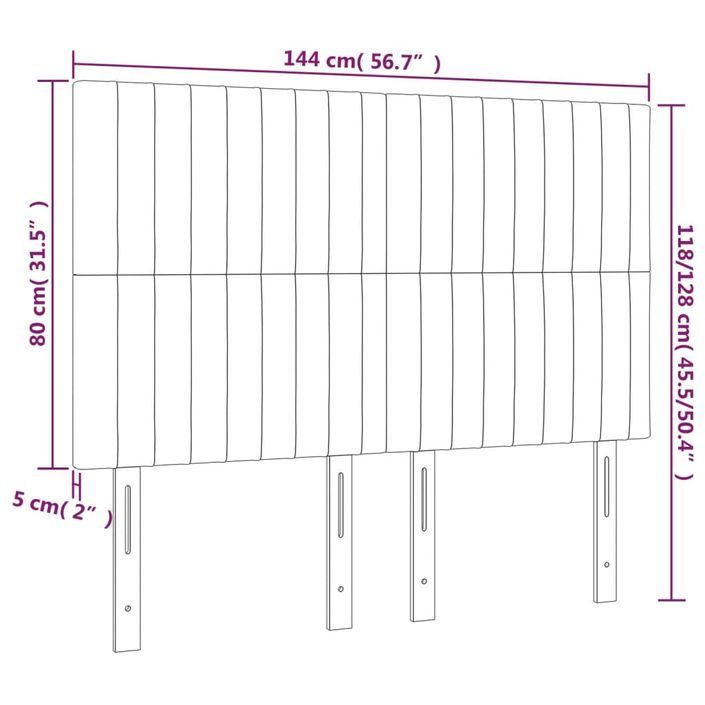 Têtes de lit 4 pcs Marron foncé 72x5x78/88 cm Tissu - Photo n°8