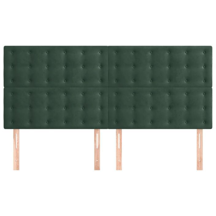 Têtes de lit 4 pcs Vert foncé 100x5x78/88 cm Velours - Photo n°3