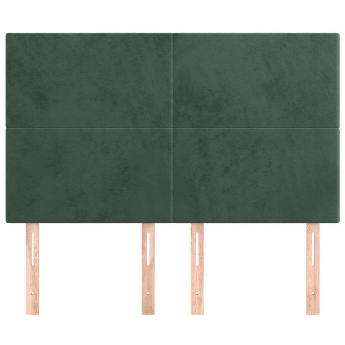 Têtes de lit 4 pcs Vert foncé 72x5x78/88 cm Velours - Photo n°3