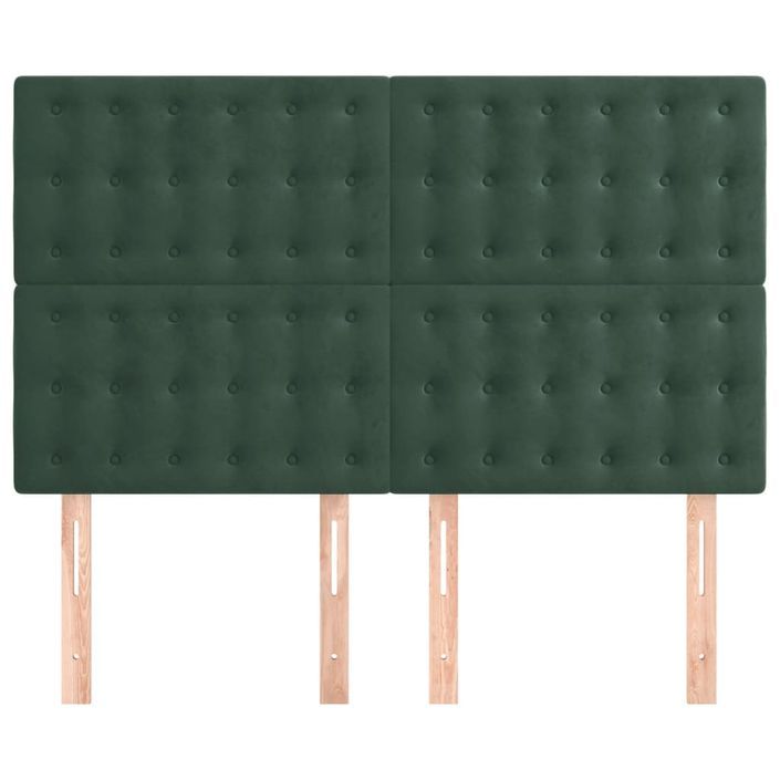 Têtes de lit 4 pcs Vert foncé 72x5x78/88 cm Velours - Photo n°3