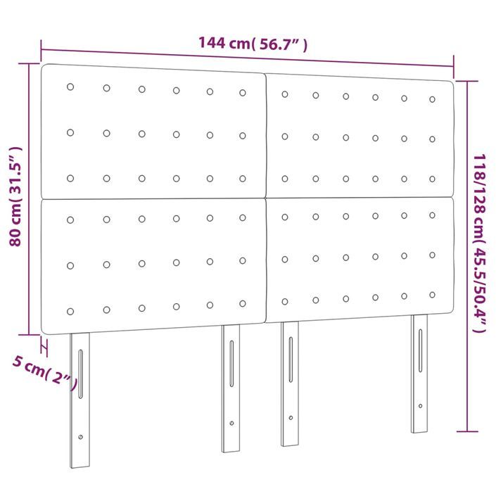 Têtes de lit 4 pcs Vert foncé 72x5x78/88 cm Velours - Photo n°8