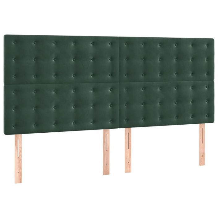 Têtes de lit 4 pcs Vert foncé 90x5x78/88 cm Velours - Photo n°2