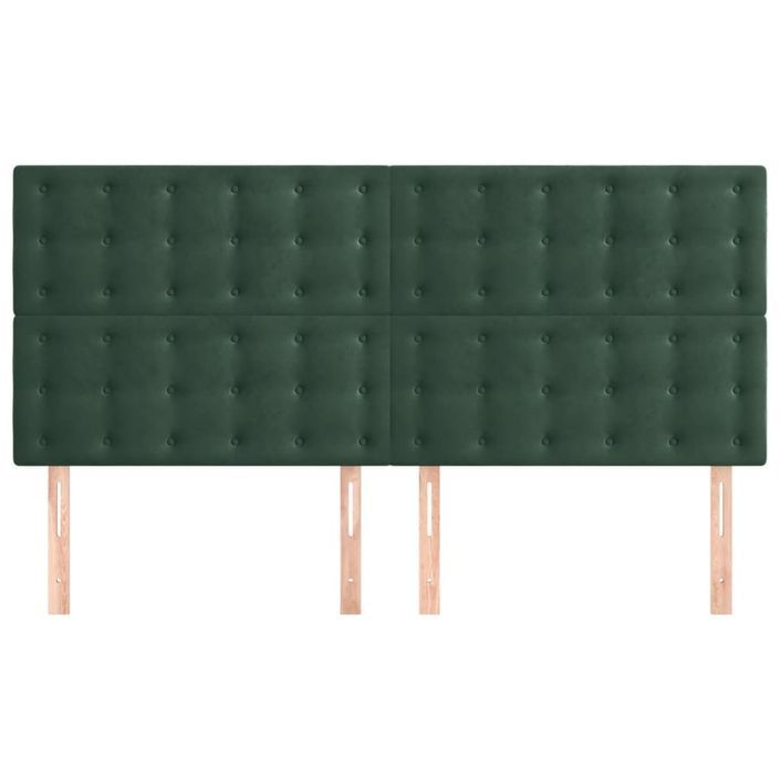 Têtes de lit 4 pcs Vert foncé 90x5x78/88 cm Velours - Photo n°3