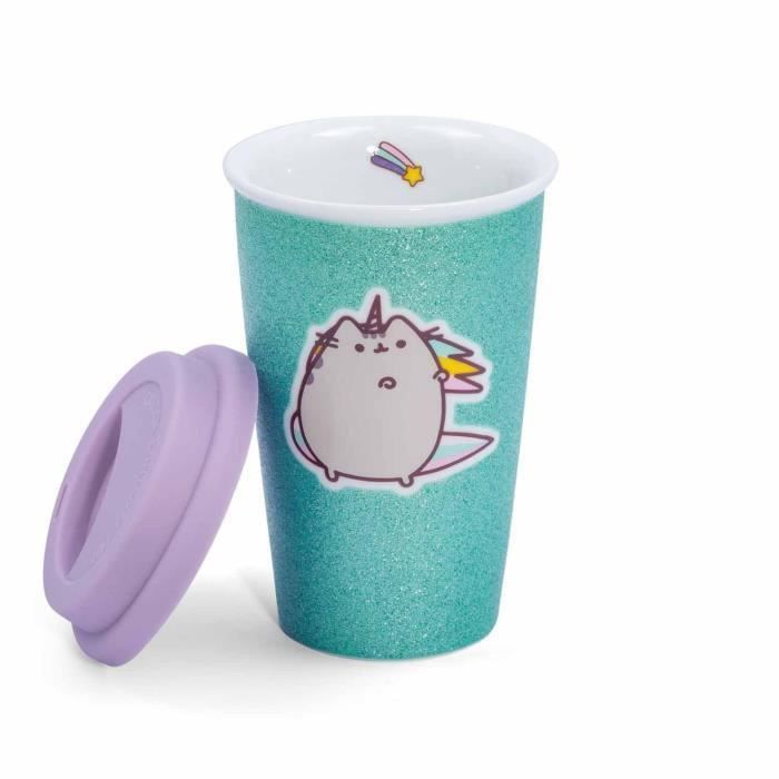 THUMBS UP ! Pusheen - Tasse en céramique avec couvercle en silicone Unicorn Glitter. - Photo n°5