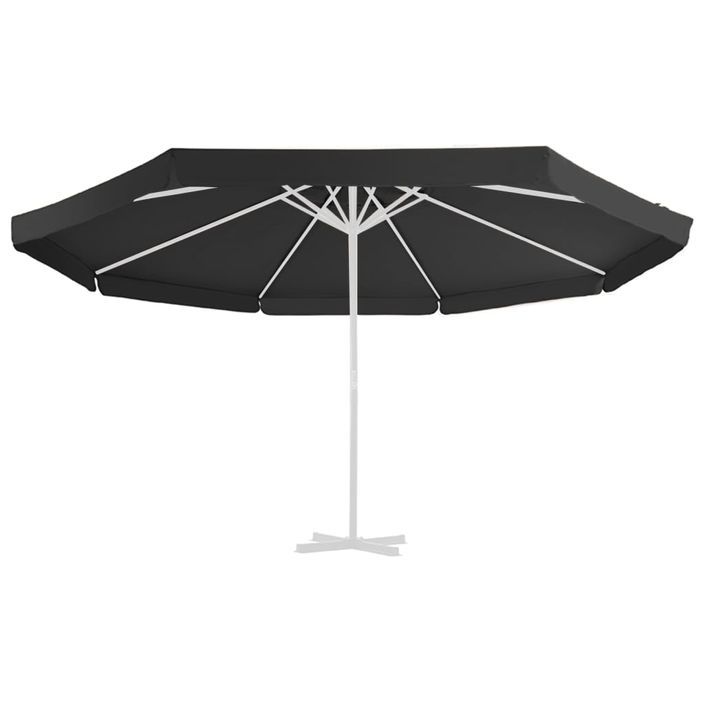 Tissu de remplacement pour parasol d'extérieur Noir 500 cm - Photo n°2