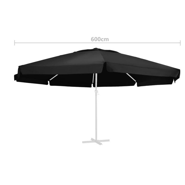 Tissu de remplacement pour parasol d'extérieur Noir 600 cm - Photo n°4