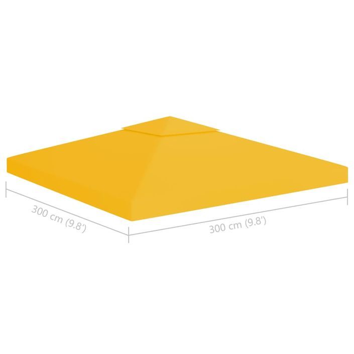 Toile de toit de belvédère 2 niveaux 310 g/m² 3x3 m Jaune - Photo n°4