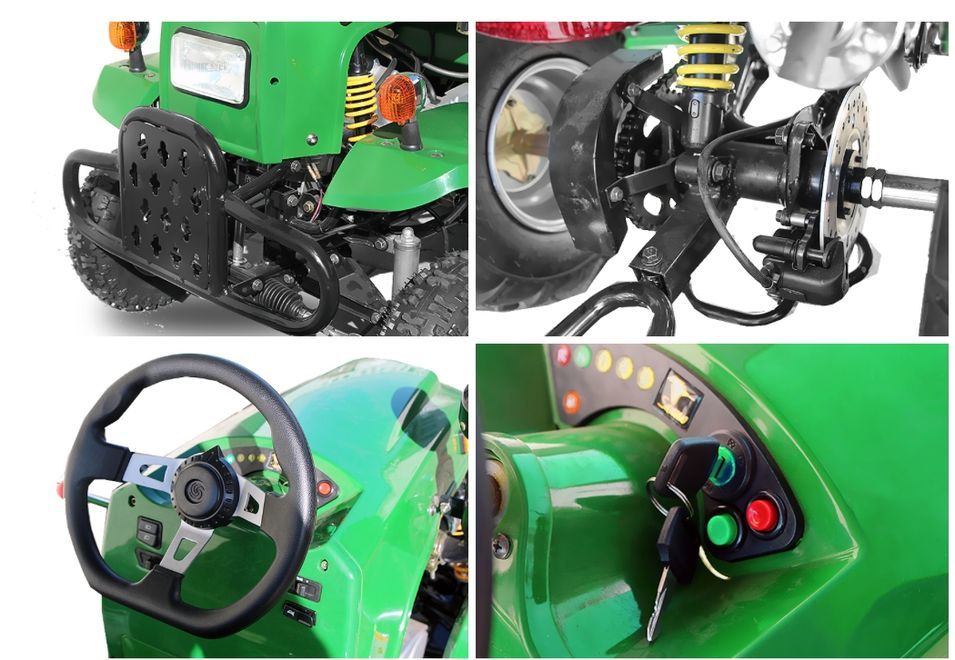 Tracteur enfant 110cc 3 vitesses automatiques avec remorque rouge - Photo n°2