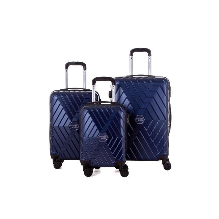 TRAVEL WORLD Ensemble de 3 valises 46/56/66cm Bleu marine - Photo n°1