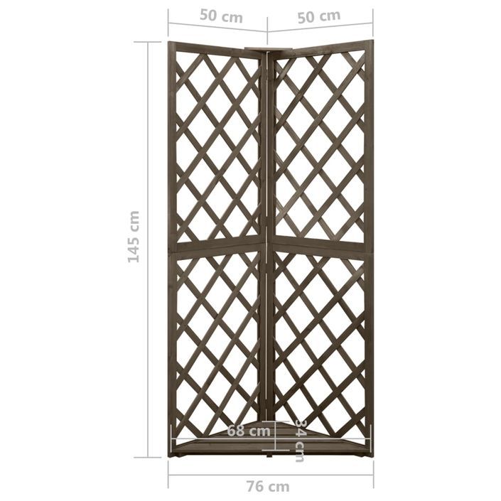 Treillis d'angle Gris 50x50x145 cm Bois de sapin massif 2 - Photo n°7