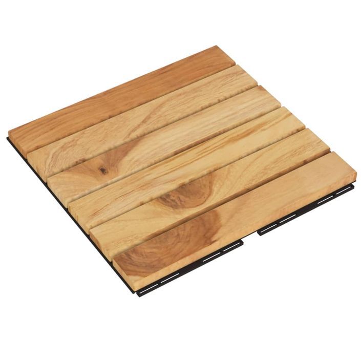 Tuiles de terrasse 10 pcs 30x30 cm Bois massif teck vertical - Photo n°3