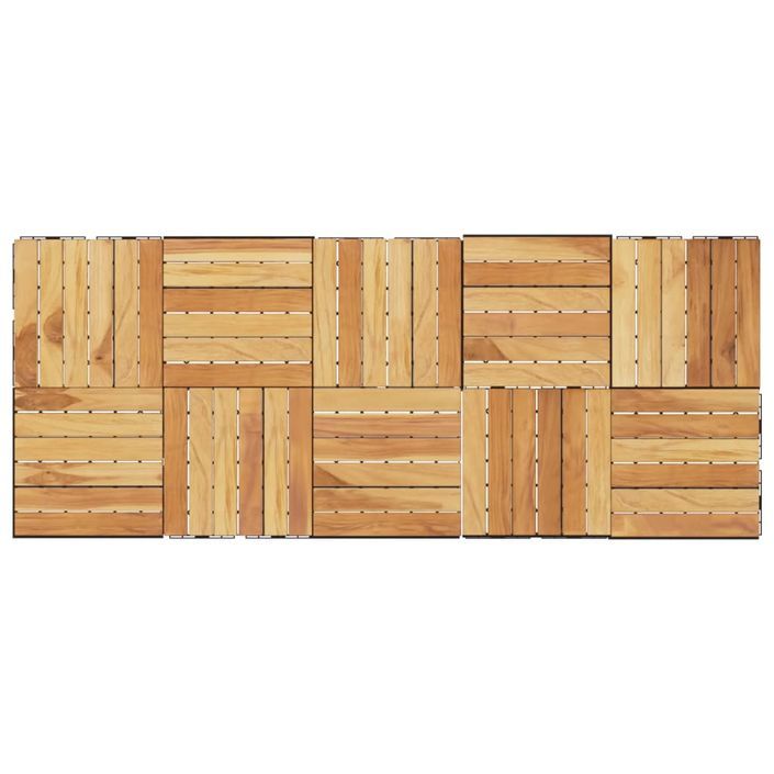 Tuiles de terrasse 10 pcs 30x30 cm Bois massif teck vertical - Photo n°4