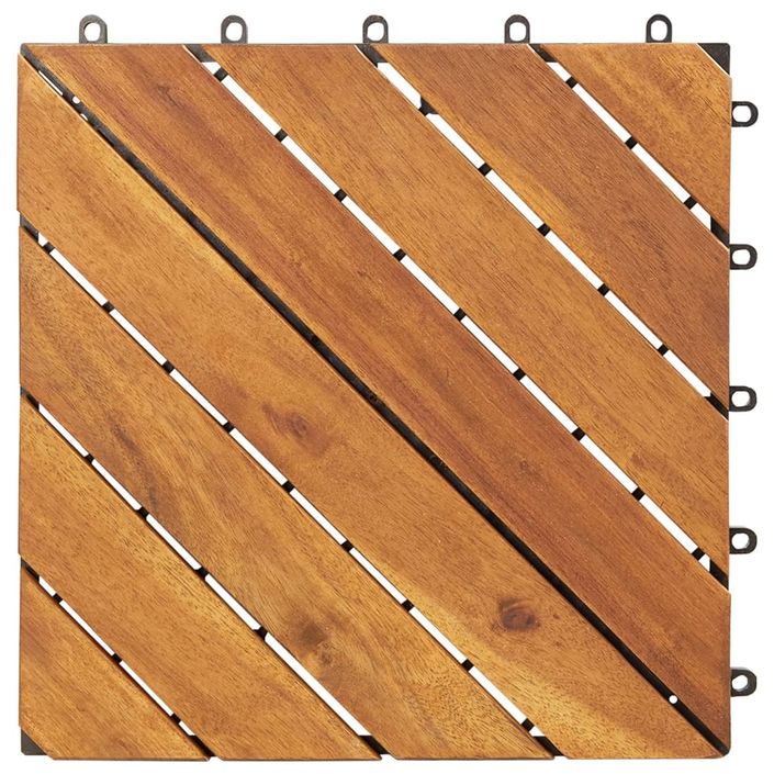 Tuiles de terrasse 20 pcs Marron 30x30 cm Bois massif d'acacia - Photo n°3