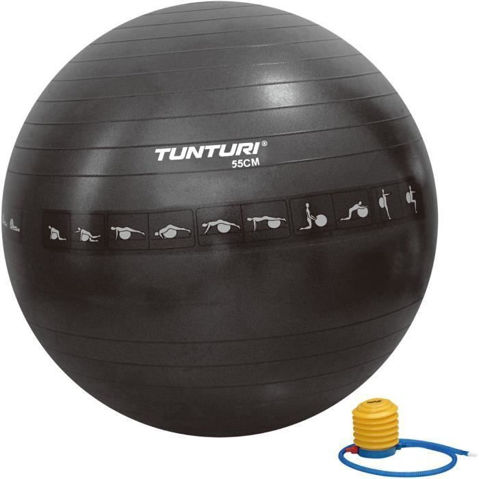 TUNTURI Gym ball ballon de gym 55cm anti éclatement noir - Photo n°1