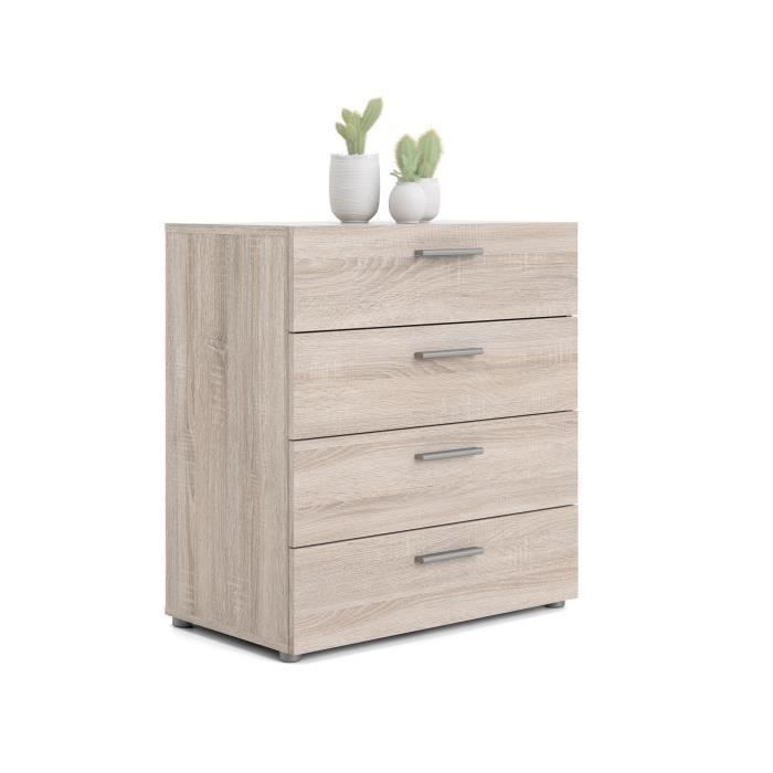 TYHJA Commode 4 tiroirs - Chene Truffe - L 70 x P 40 x H 75 cm - Photo n°5