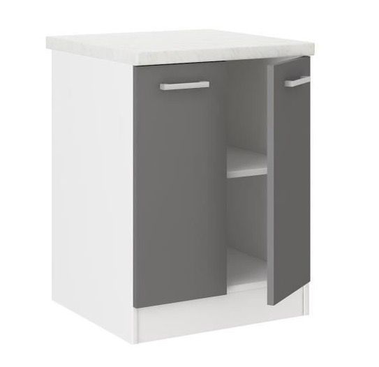 ULTRA Meuble bas de cuisine L 60 cm avec plan de travail inclus - Gris - Photo n°2