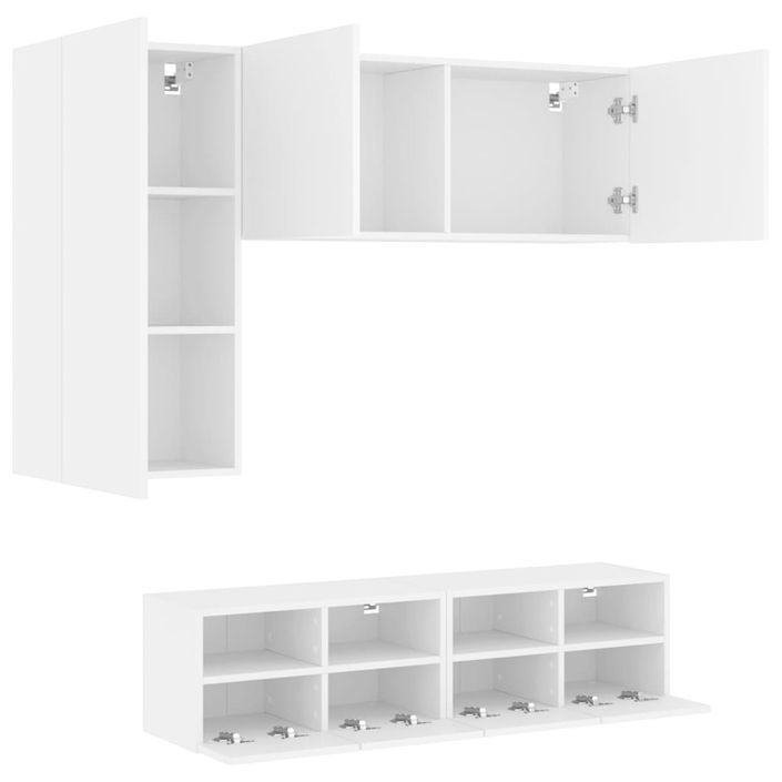 Unités murales TV 4 pcs blanc bois d'ingénierie - Photo n°4