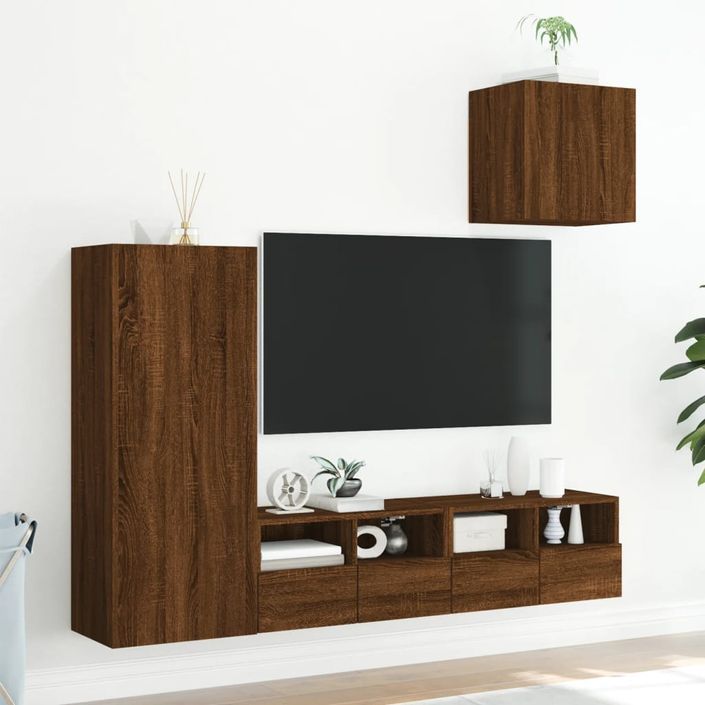 Unités murales TV 4 pcs chêne marron bois d'ingénierie - Photo n°3