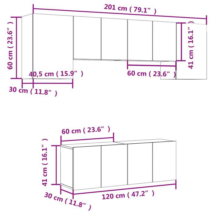 Unités murales TV 6 pcs chêne marron bois d'ingénierie - Photo n°12