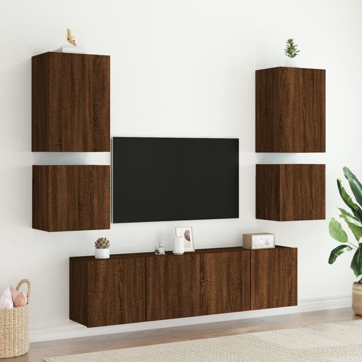 Unités murales TV 6 pcs chêne marron bois d'ingénierie - Photo n°3