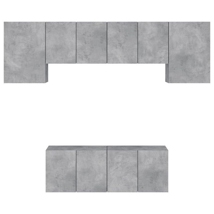 Unités murales TV 6 pcs gris béton bois d'ingénierie - Photo n°5