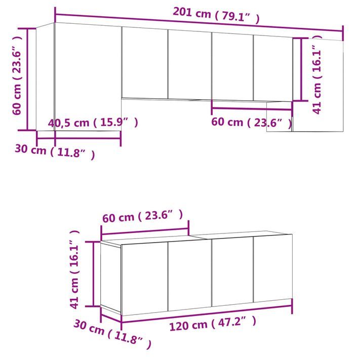 Unités murales TV 6 pcs sonoma gris bois d'ingénierie - Photo n°12