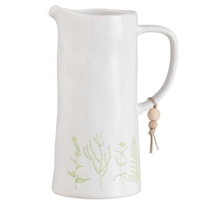 Vase avec manche céramique blanc et vert Neela - Photo n°1