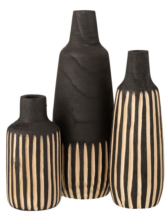 Vase bouteille avec ligne noir et naturel D 20 cm - Photo n°2