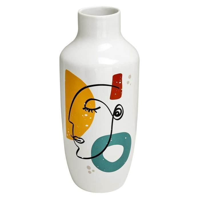 Vase céramique Arty - Blanc et multicouleur - Photo n°1