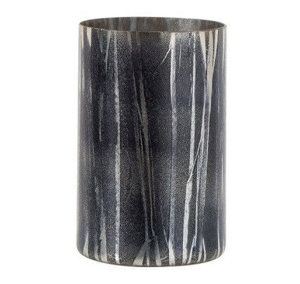 Vase cylindrique verre noir et gris Liath H 20 cm - Photo n°1
