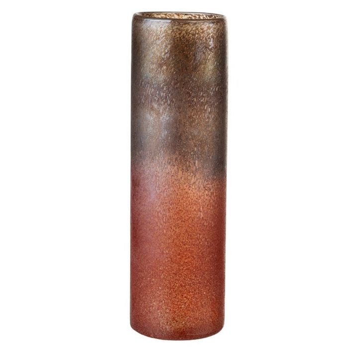 Vase cylindrique verre ocre et bordeaux Winno H 39 - Photo n°1