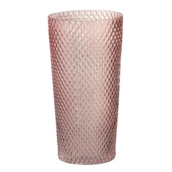 Vase cylindrique verre rose Uchi H 28 cm - Photo n°1
