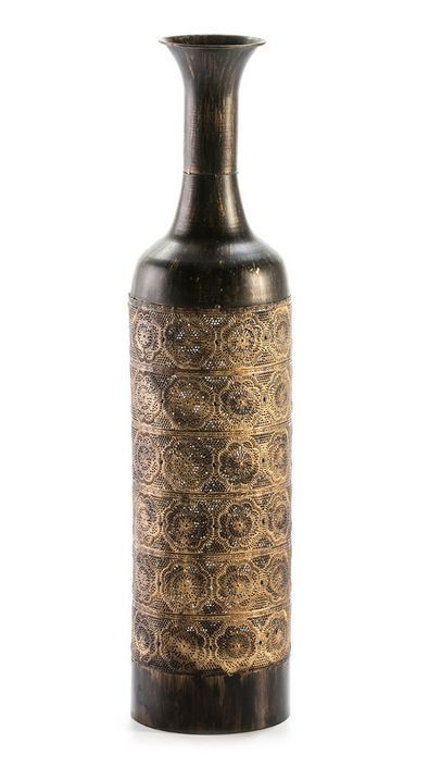 Vase métal noir et doré vieilli Casta - Photo n°1