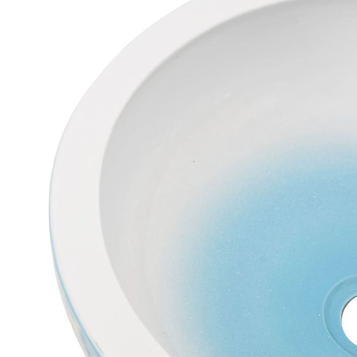 Vasque à poser blanc et bleu rond Φ41x14 cm céramique - Photo n°5