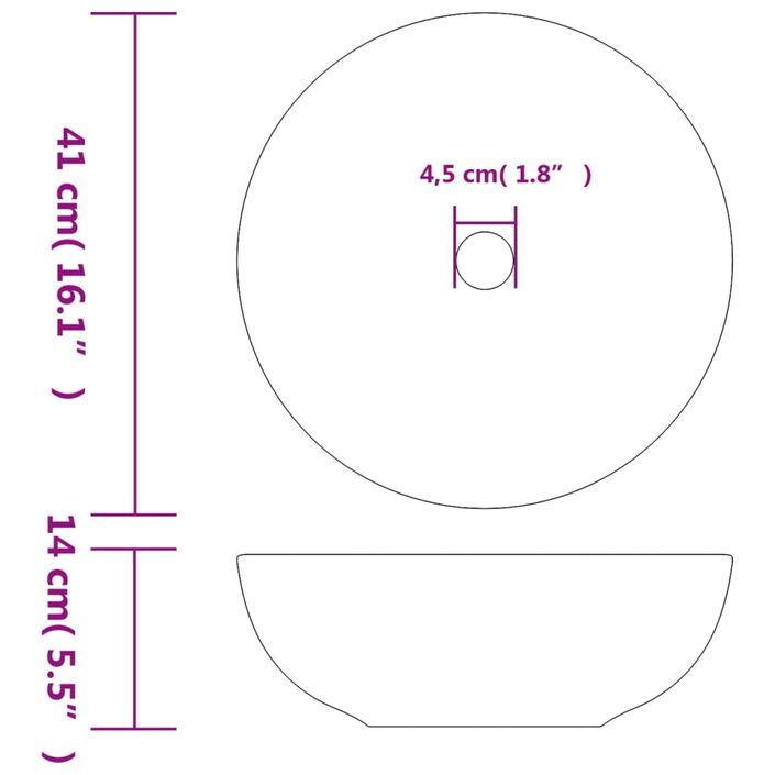 Vasque à poser blanc et jaune rond Φ41x14 cm céramique - Photo n°6