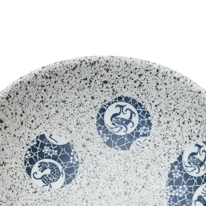 Vasque à poser gris et bleu ovale 47x33x13 cm céramique - Photo n°7